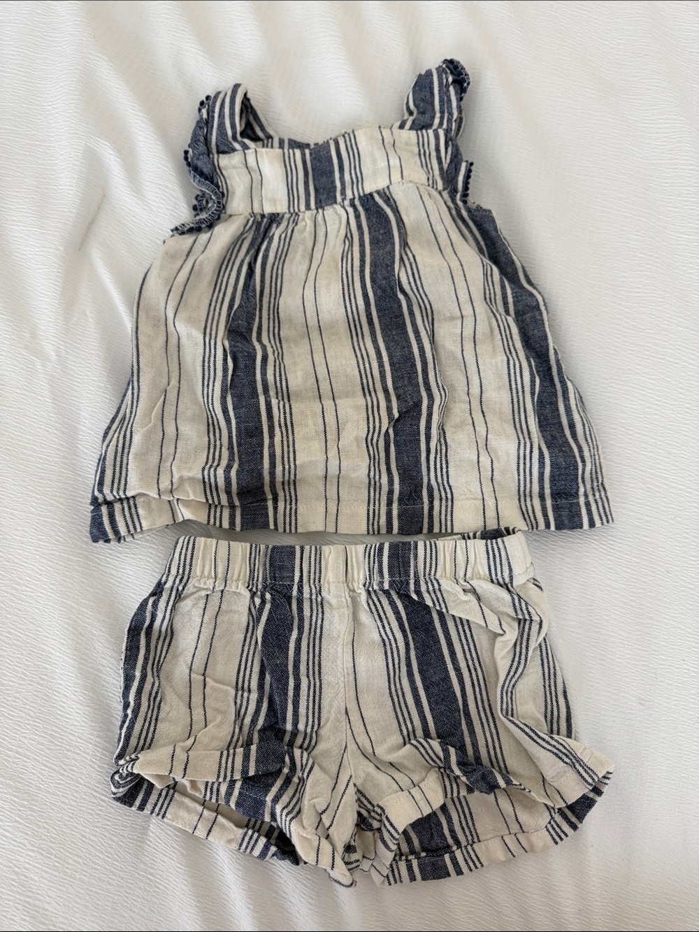 Carter's Cream and Navy Striped Girls' Shorts Set